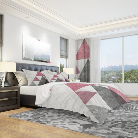 Pink Geometric Mod Triangles II - Geometric Duvet Cover Set
