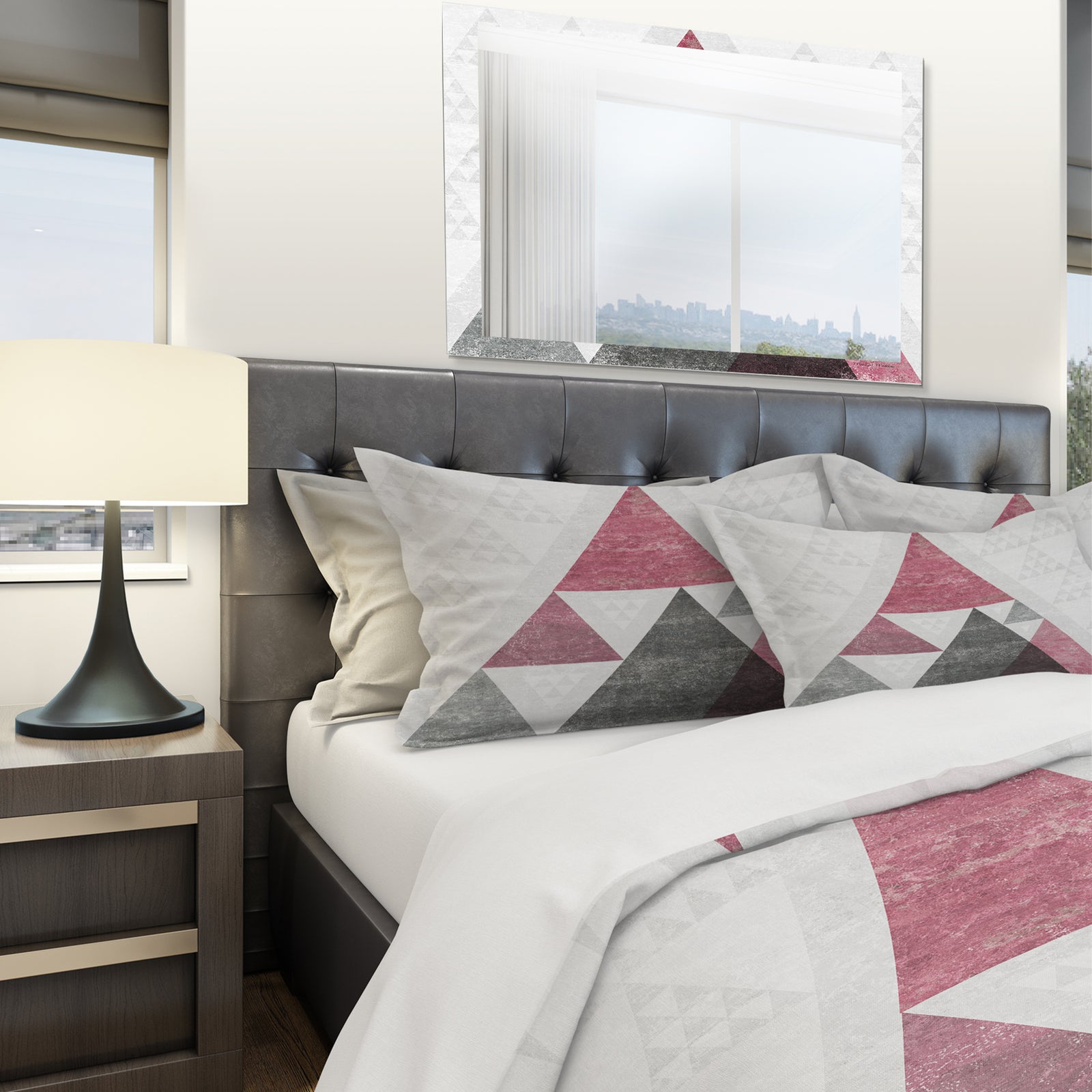 Pink Geometric Mod Triangles II - Geometric Duvet Cover Set