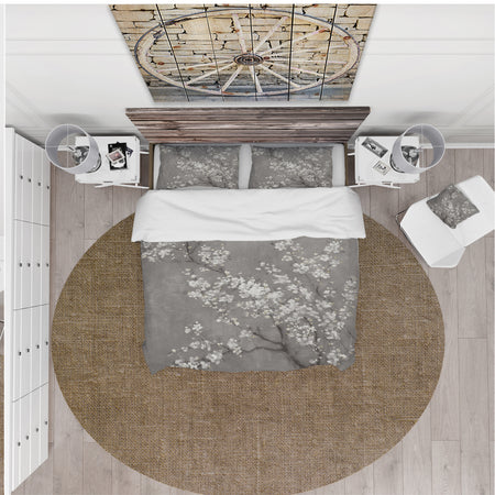 White Cherry Blossoms II - Farmhouse Duvet Cover Set