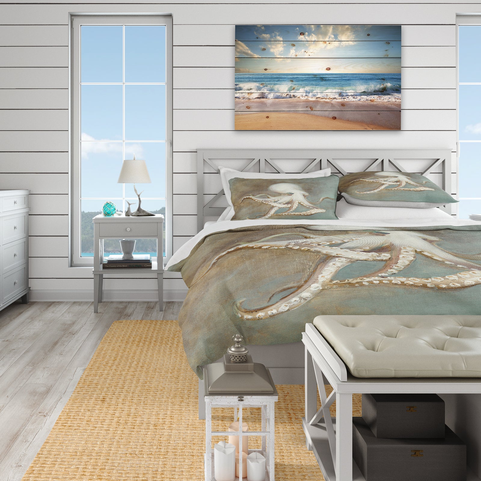 Octopus Treasures from the Sea - Coastal Duvet Cover Set
