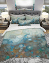 Blue and Bronze Dots on Glass I - Geometric Duvet Cover Set