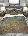 Blue and Bronze Dots on Glass IV - Geometric Duvet Cover Set