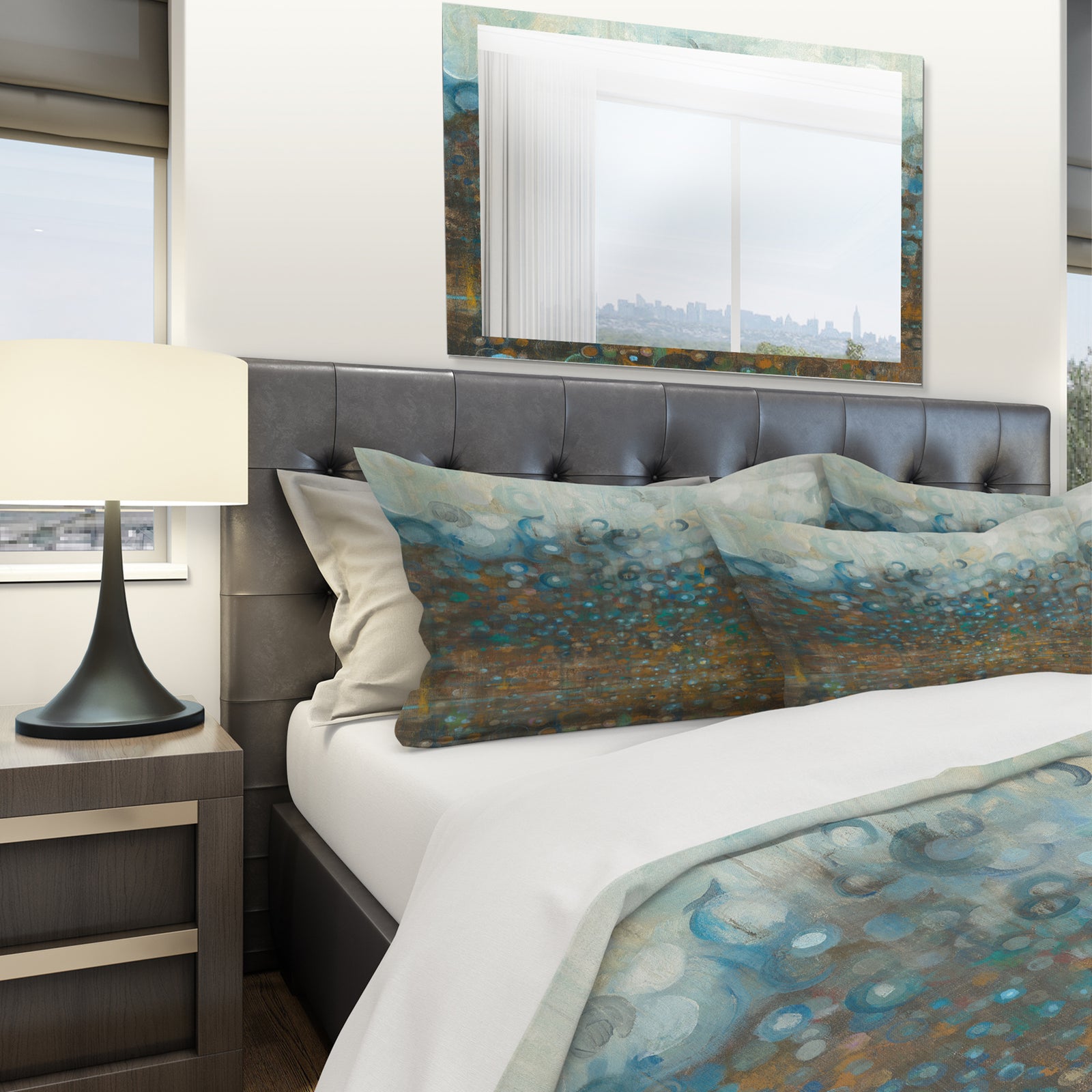 Blue and Bronze Dots - Geometric Duvet Cover Set