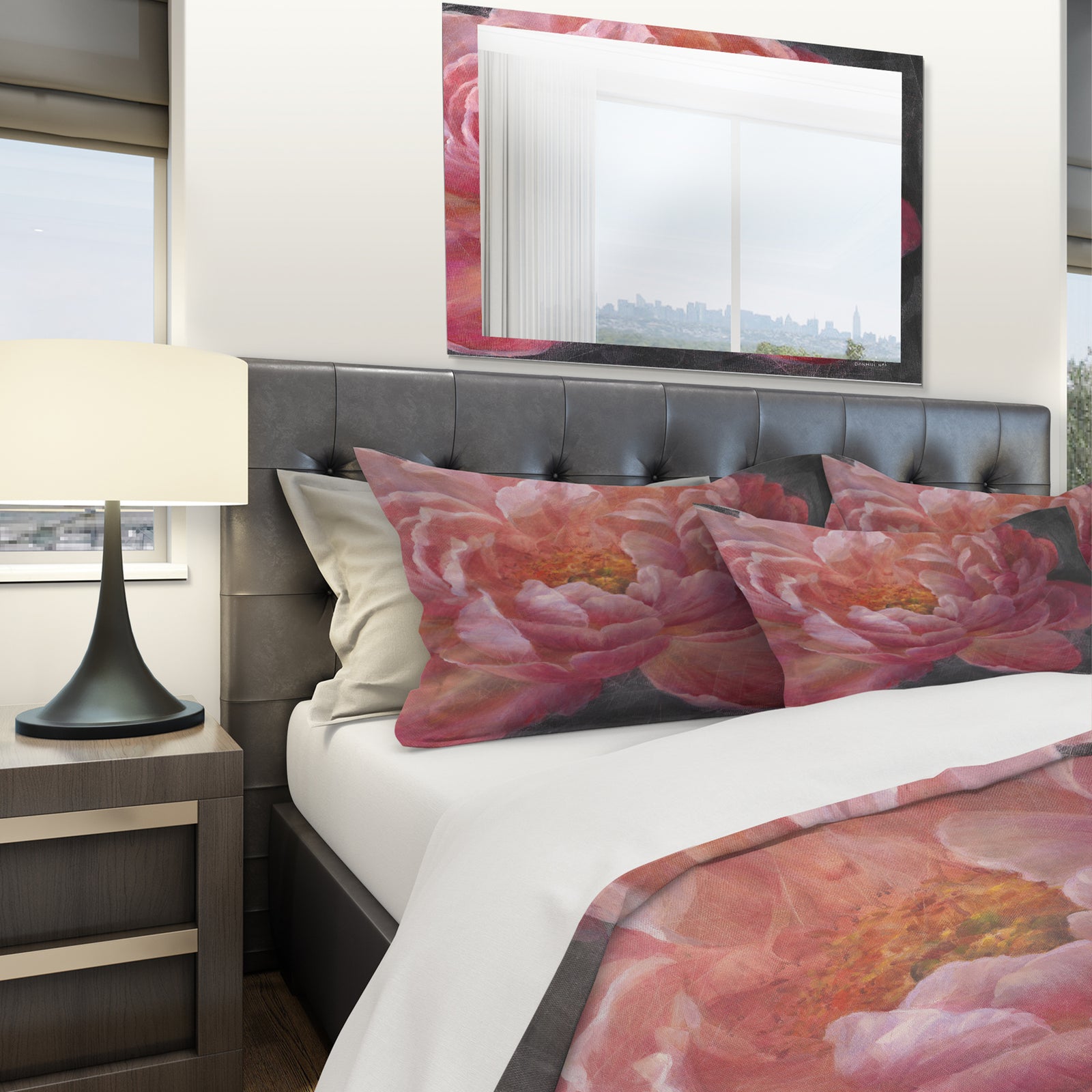 Vivid Pink Peonies I - Shabby Duvet Cover Set