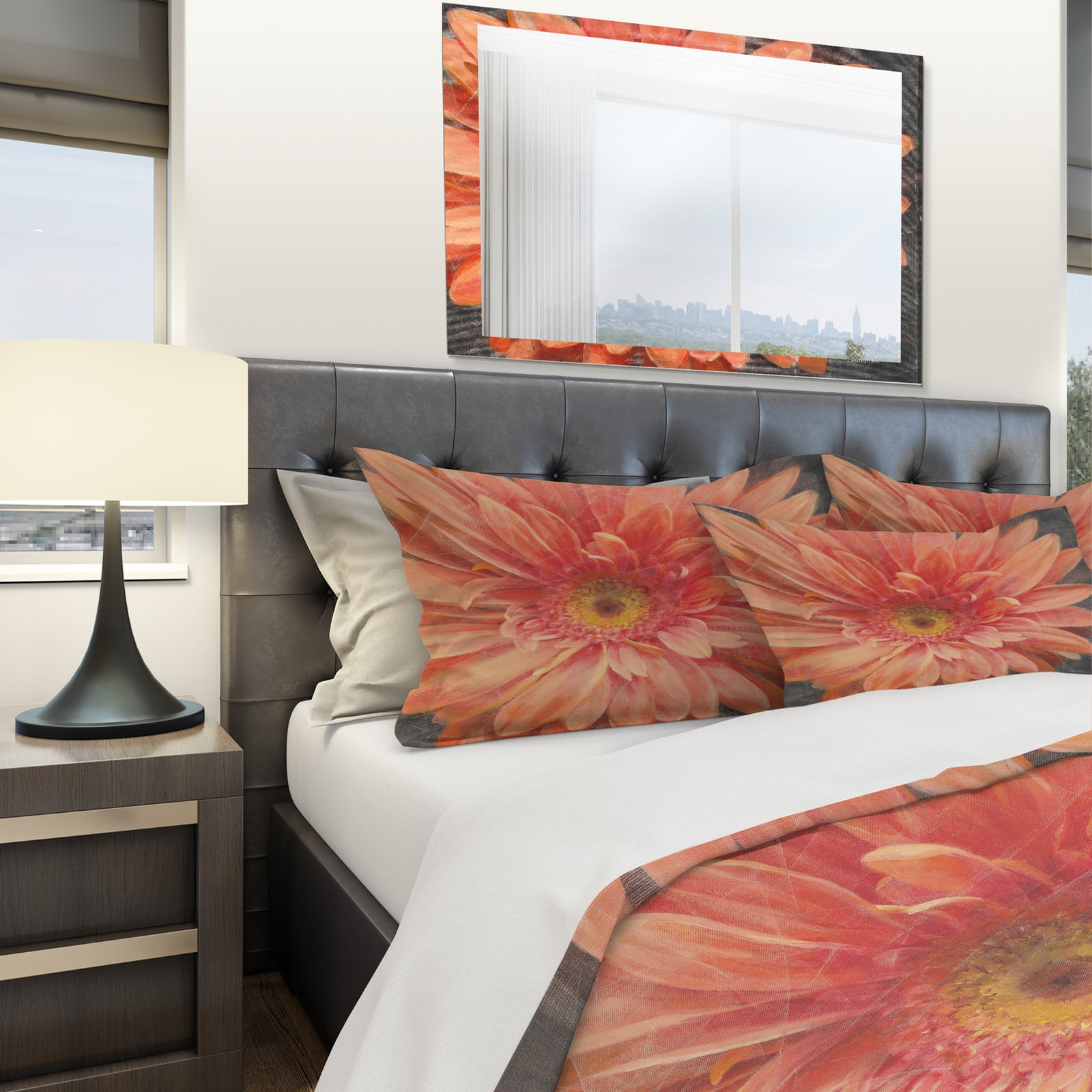 Vivid Orange Daisy II - Shabby Duvet Cover Set