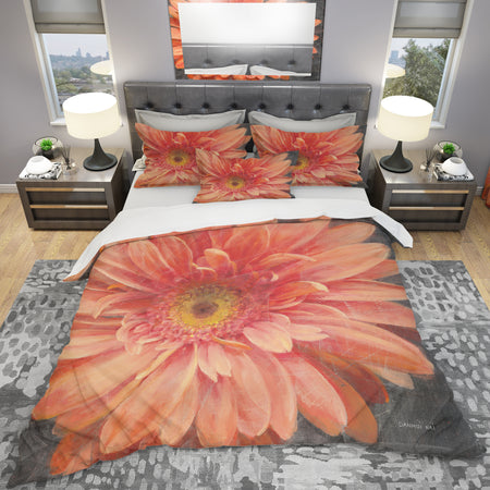 Vivid Orange Daisy II - Shabby Duvet Cover Set
