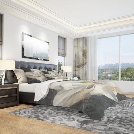 Vivid White Magnolia IV - Shabby Duvet Cover Set