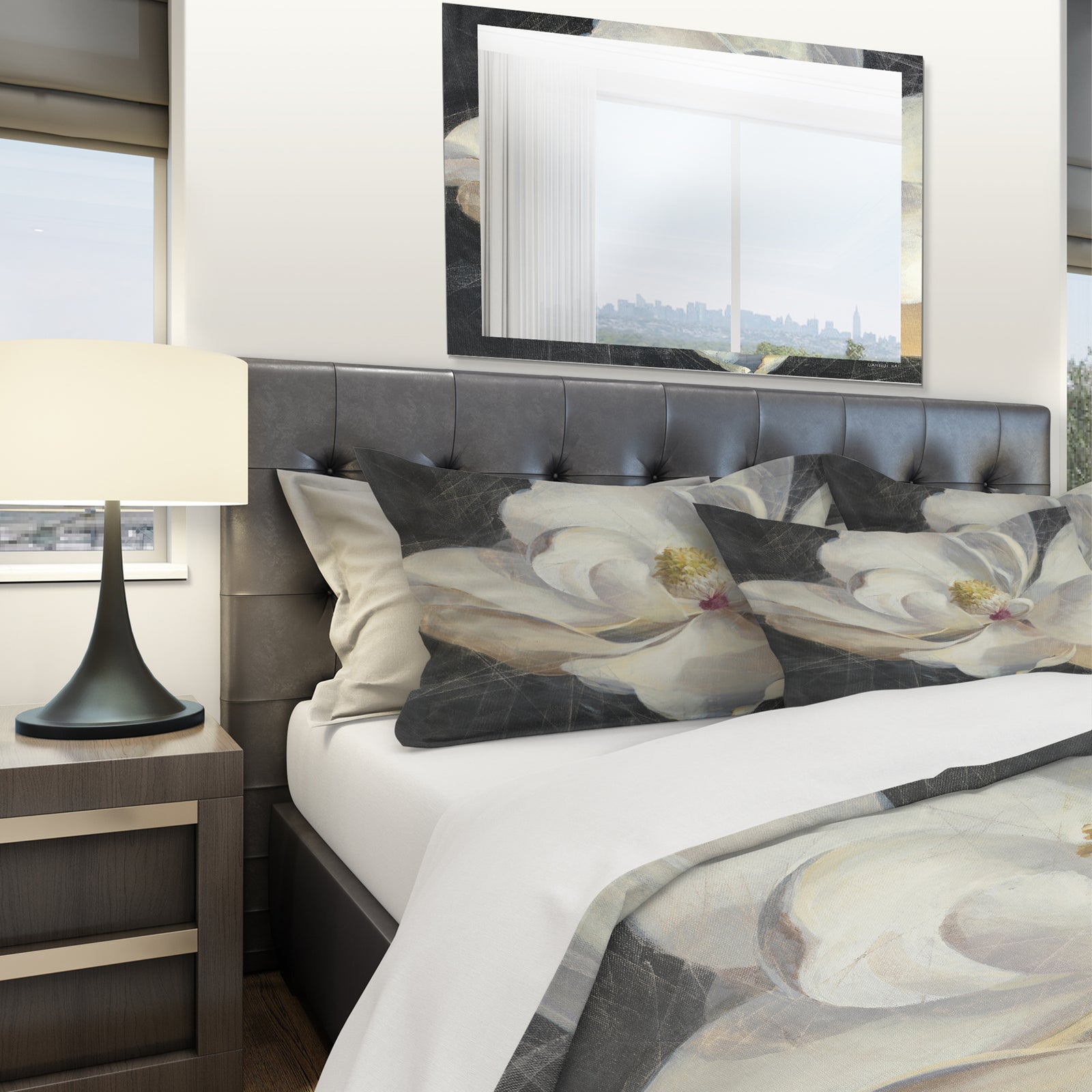 Vivid White Magnolia IV - Shabby Duvet Cover Set