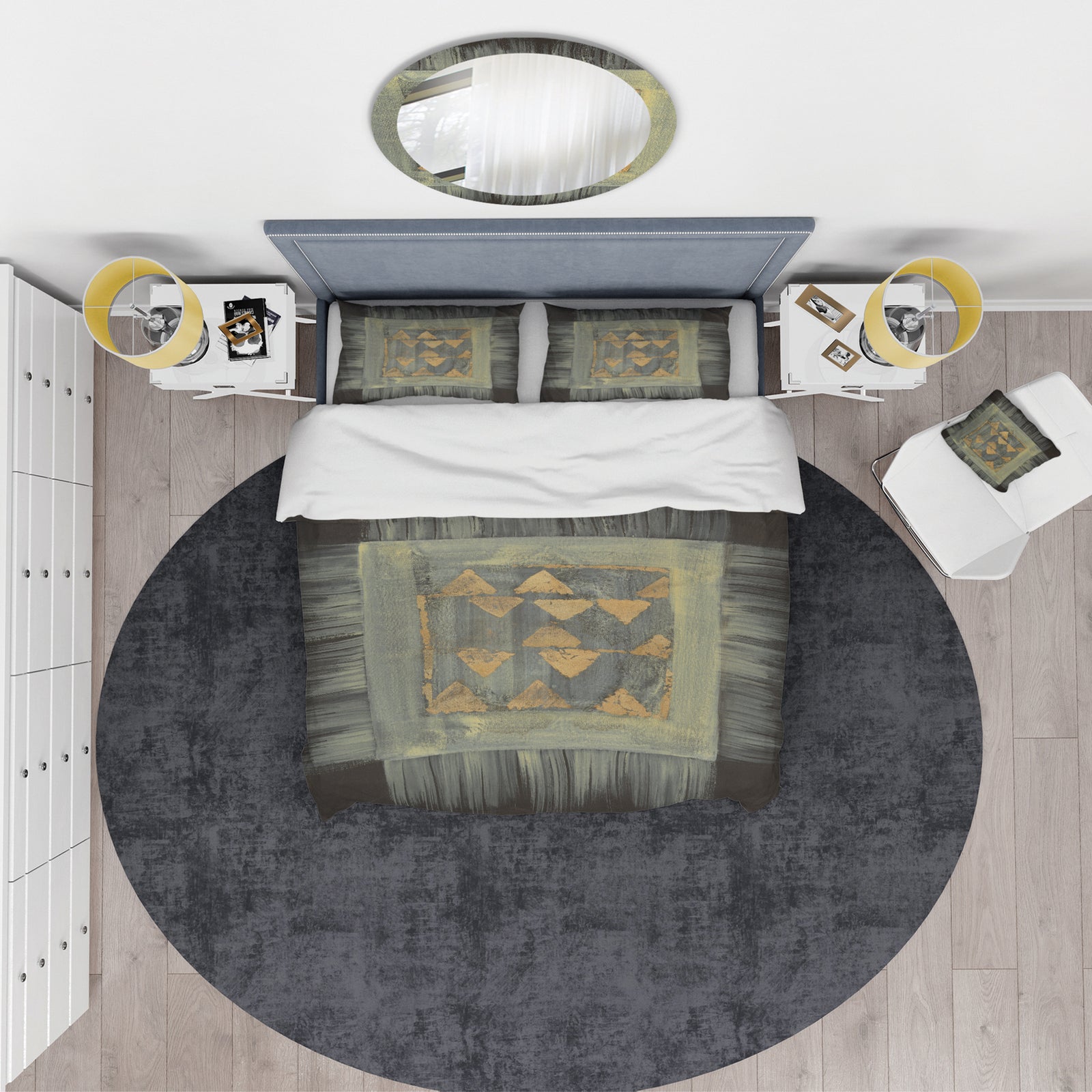 Gold Geometric Tapestry - Glam Duvet Cover Set