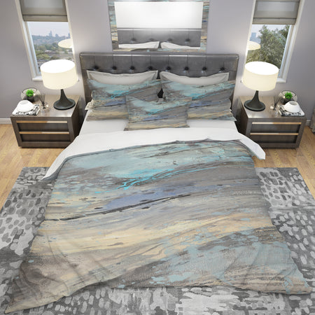 Rock Teal Panel I - Geometric Duvet Cover Set