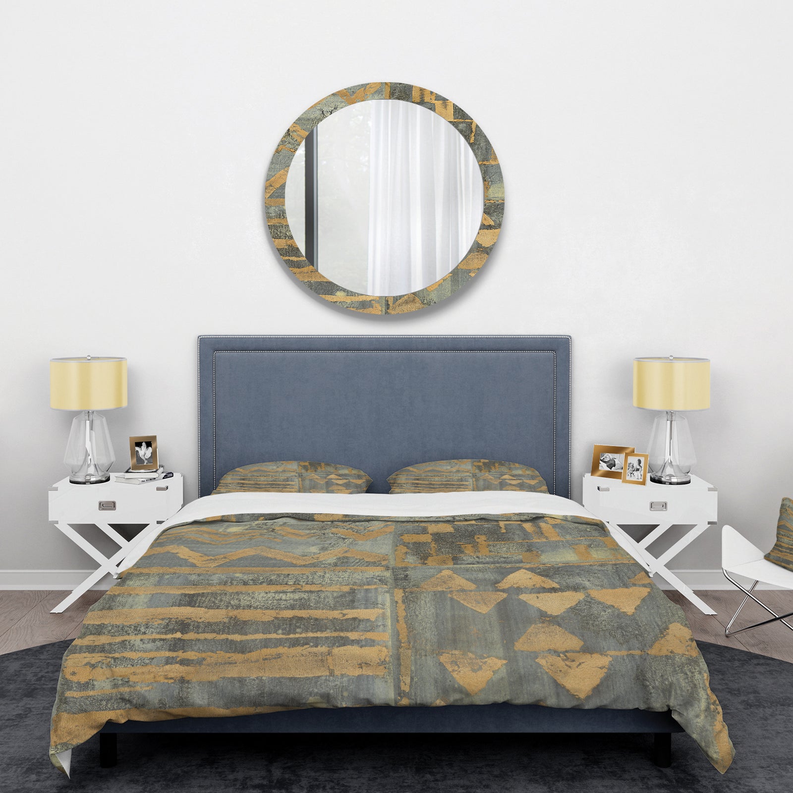 Gold Geometric Tapestry III - Glam Duvet Cover Set