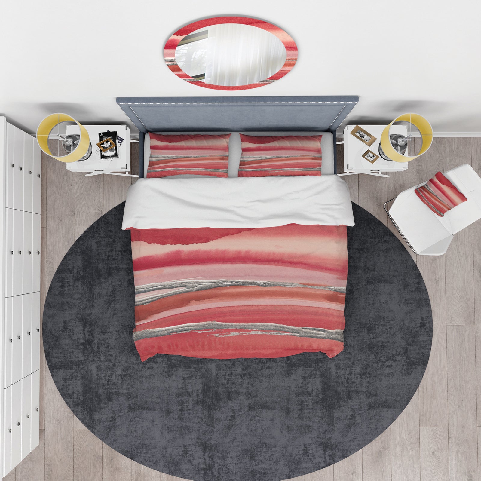 Metallic Glam on Red - Glam Duvet Cover Set