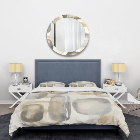 Neutral Oval Grey Stones I - Glam Duvet Cover Set