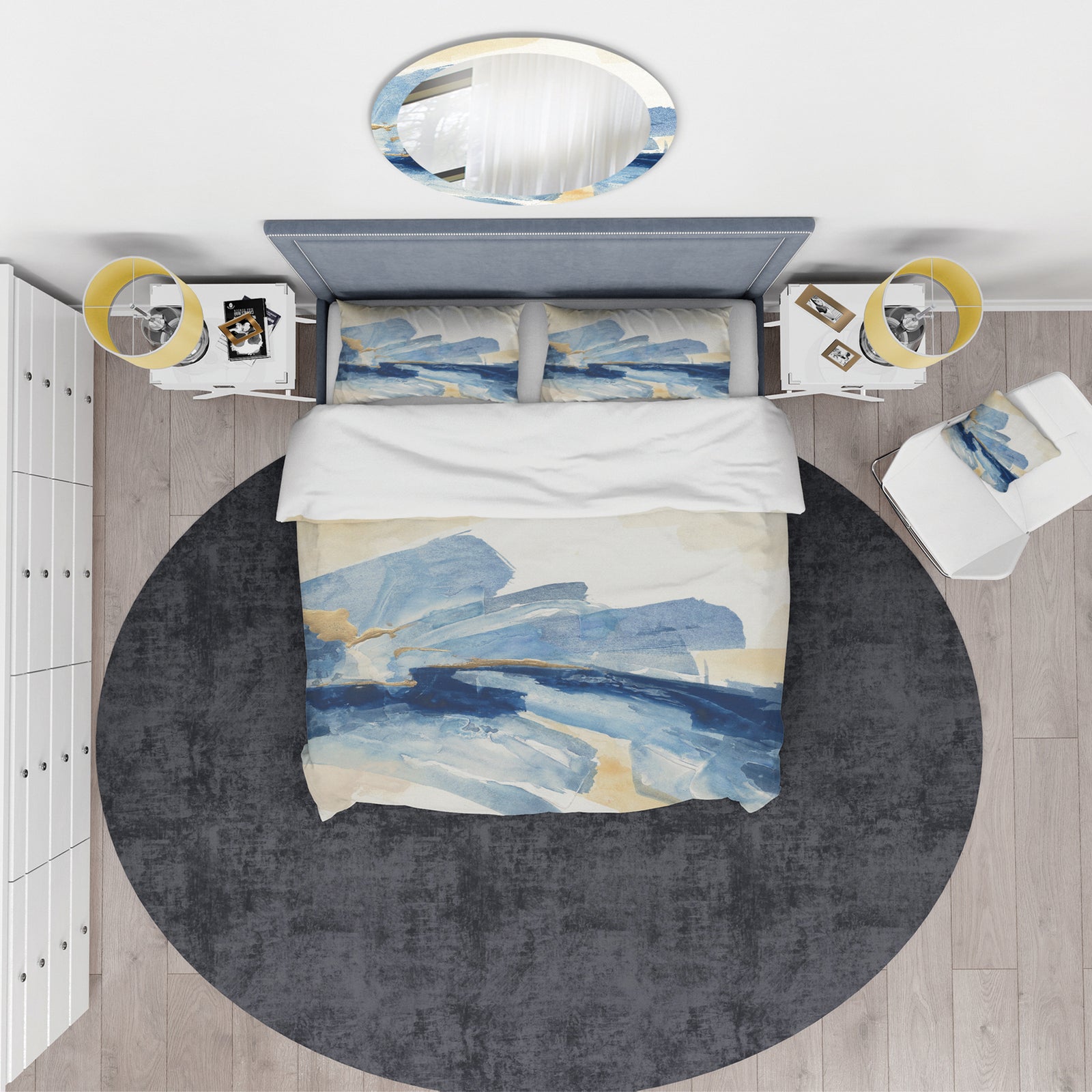 Metallic Gold Indigo I - Glam Duvet Cover Set