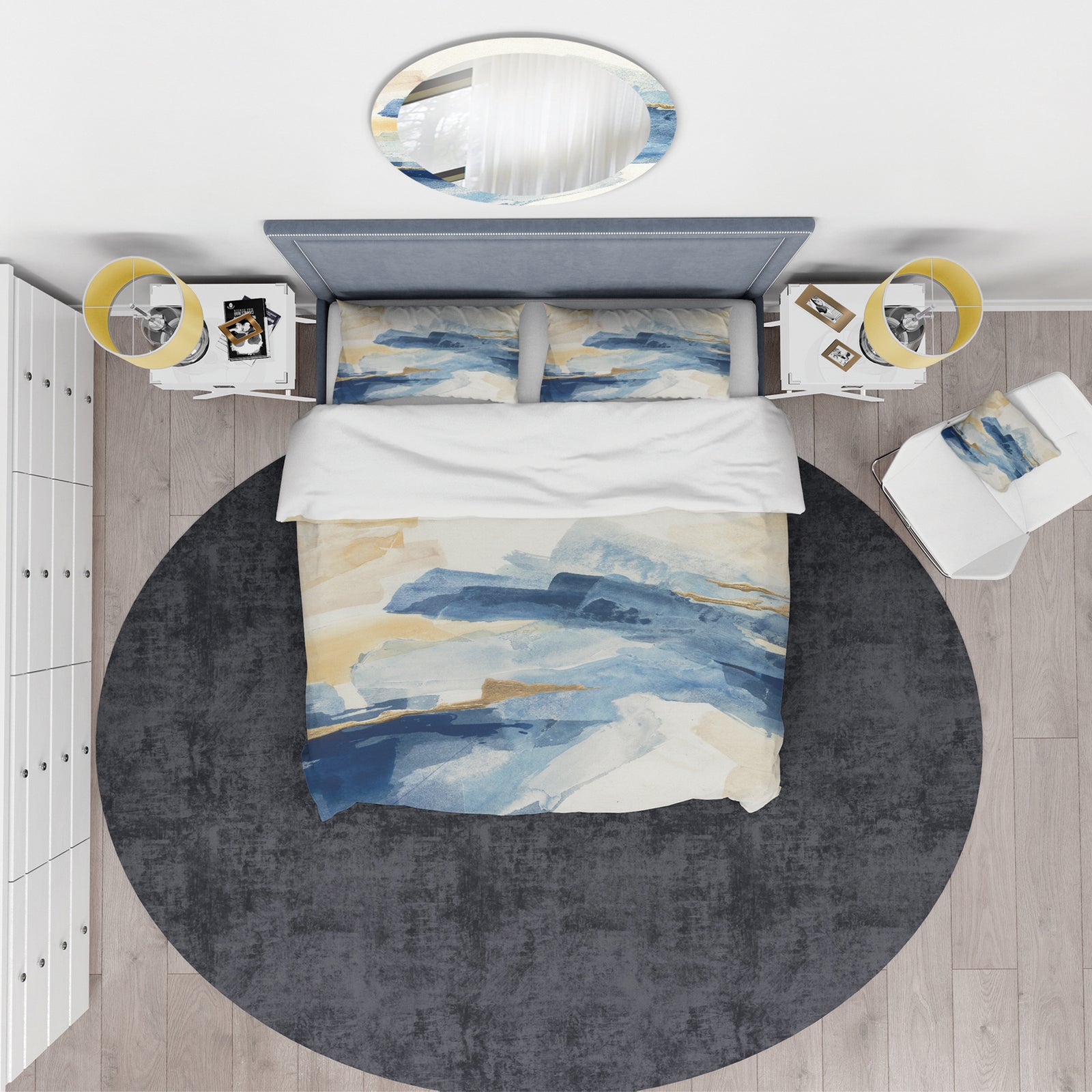 Metallic Gold Indigo II - Glam Duvet Cover Set
