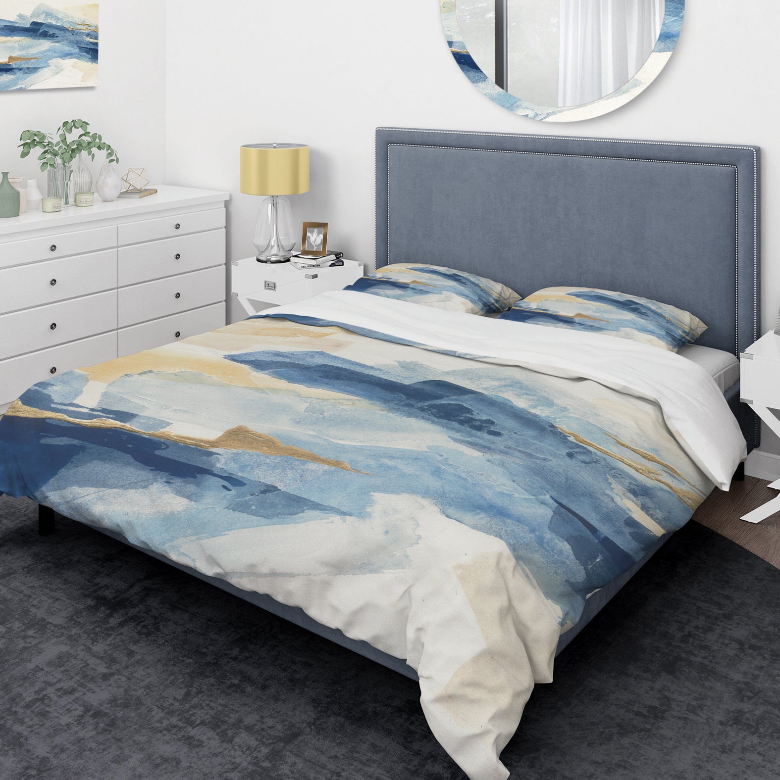 Metallic Gold Indigo II - Glam Duvet Cover Set