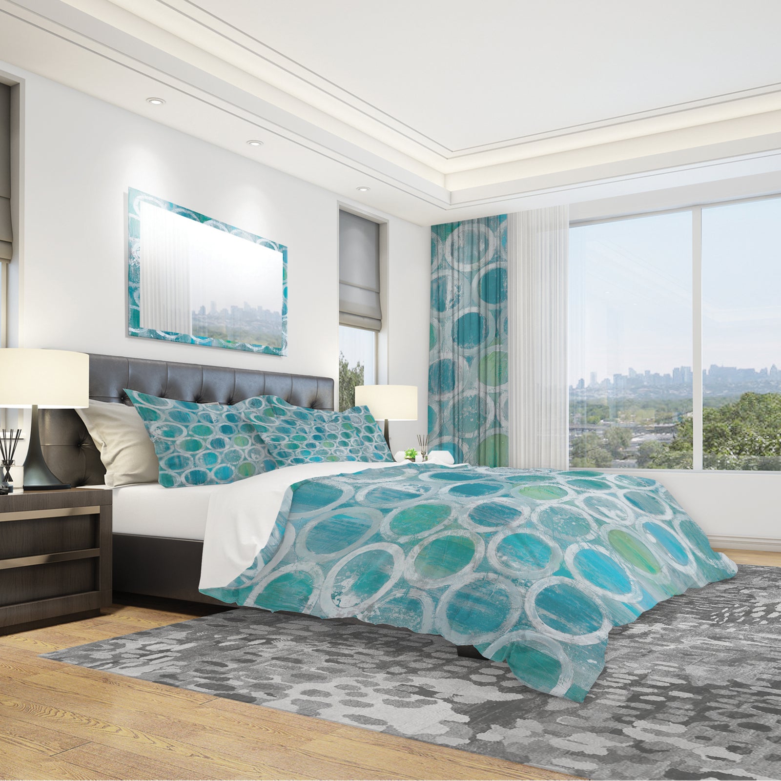 Natural Blue Circle - Geometric Duvet Cover Set
