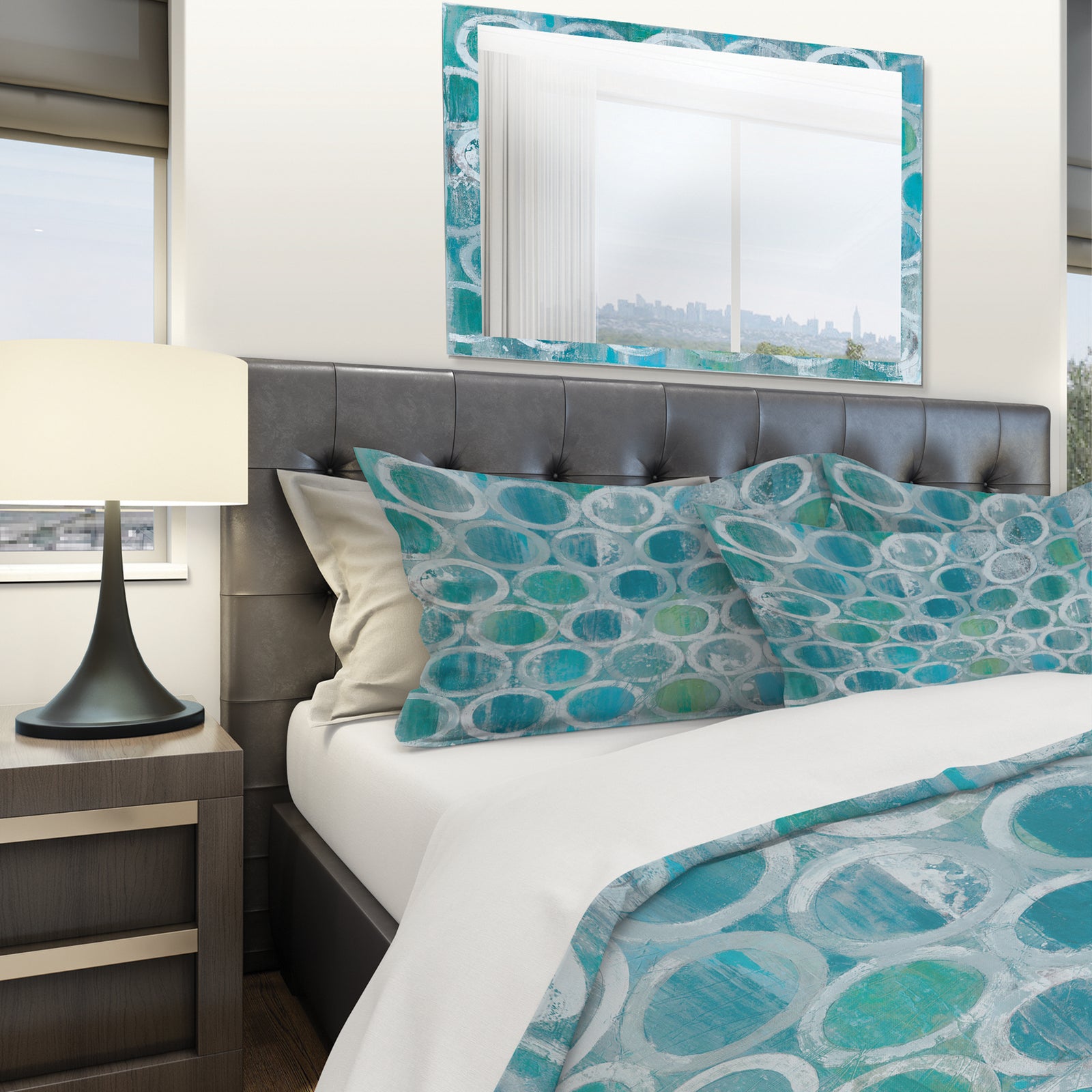 Natural Blue Circle - Geometric Duvet Cover Set