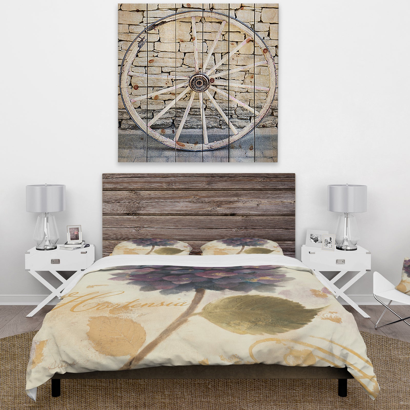 Abundant Hydrangea Flower I - Cottage Duvet Cover Set