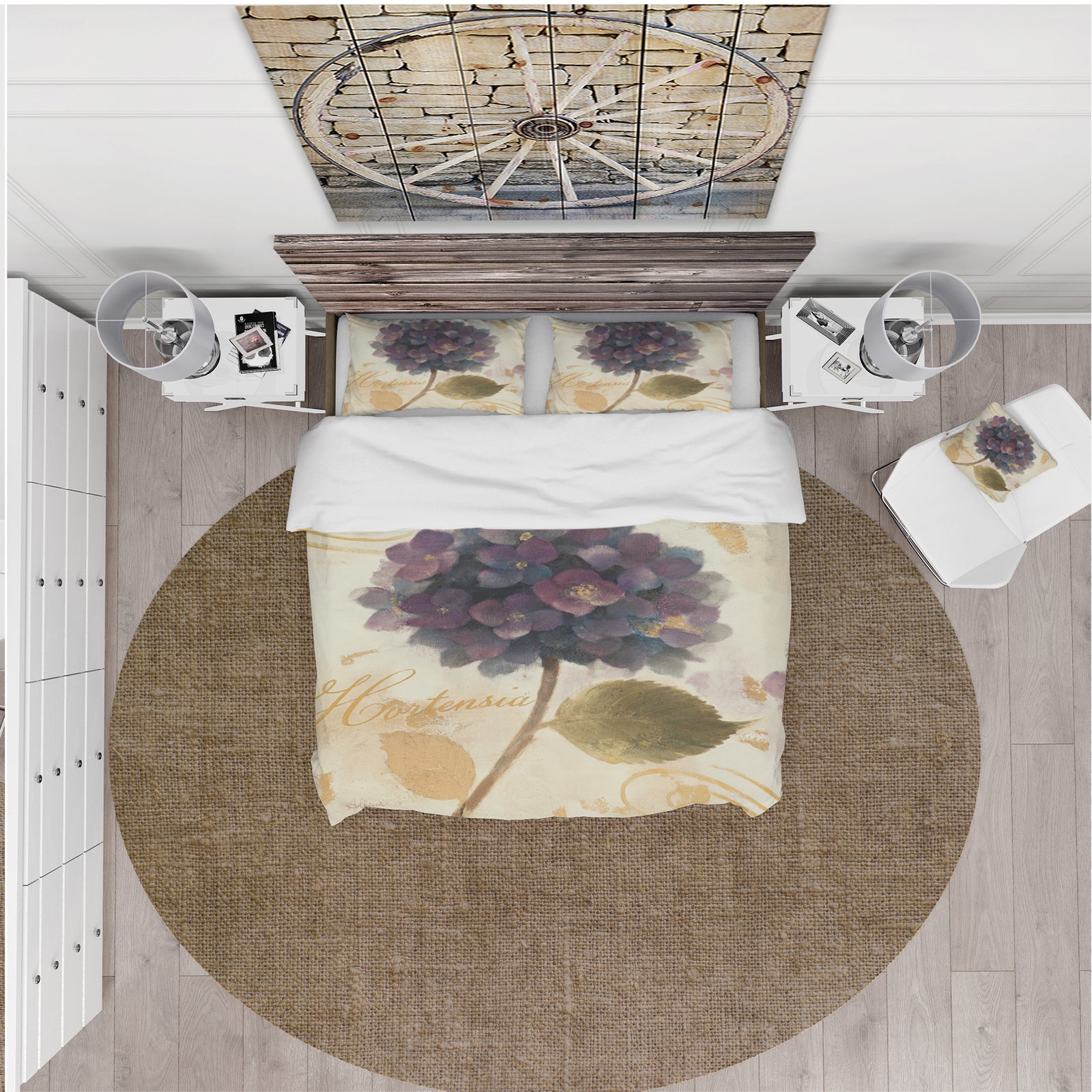 Abundant Hydrangea Flower I - Cottage Duvet Cover Set