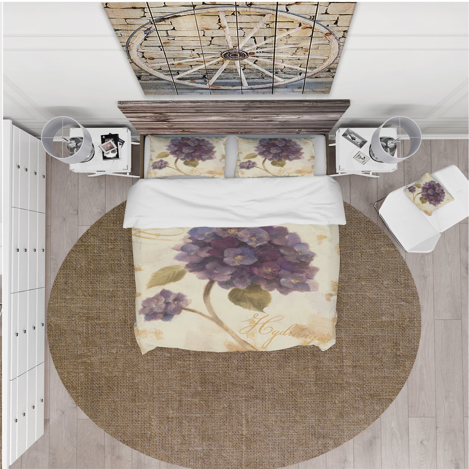 Abundant Hydrangea Flower II - Cottage Duvet Cover Set