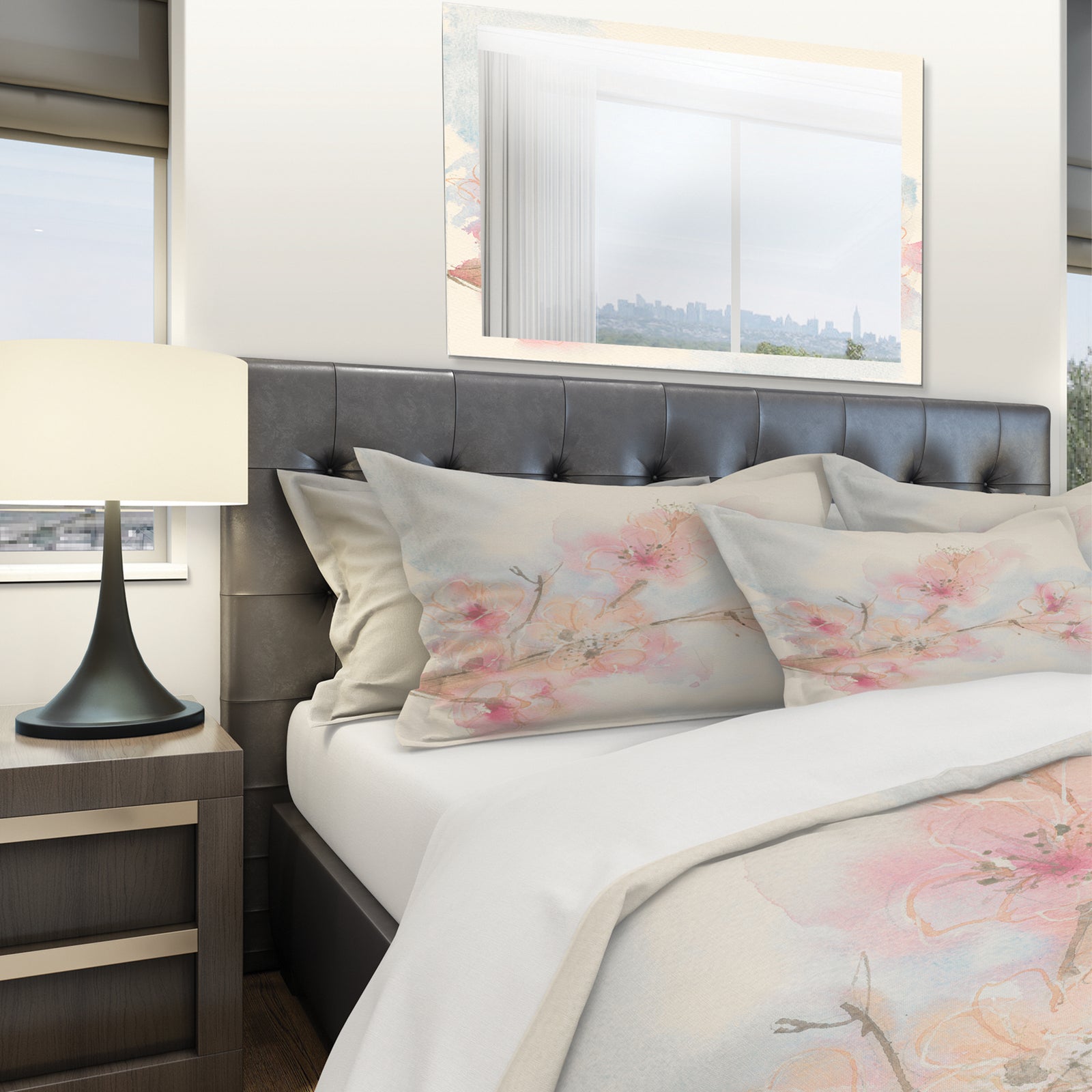 Pink Blossoms Branch - Shabby Duvet Cover Set