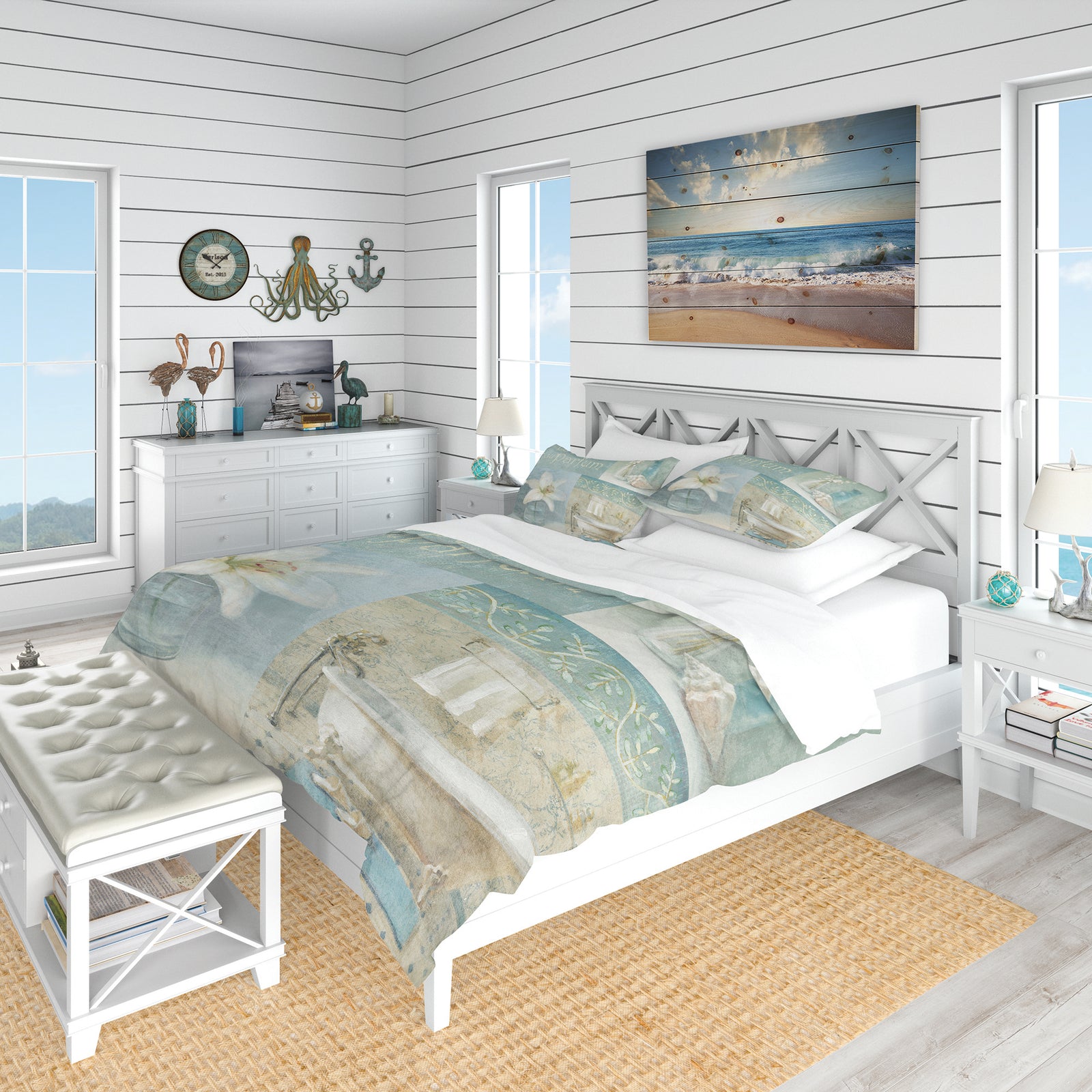 Bathroom Lily Parfum Bath Story - Coastal Duvet Cover Set