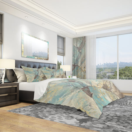 Mineral Landscape in Blue, Cream and Brown - Geometric Duvet Cover Set