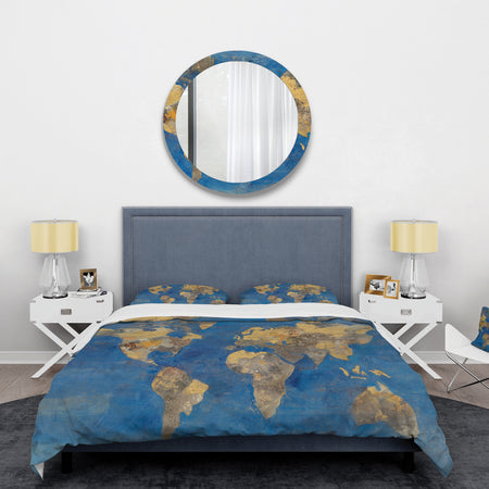 Golden Glam World Map - Glam Duvet Cover Set