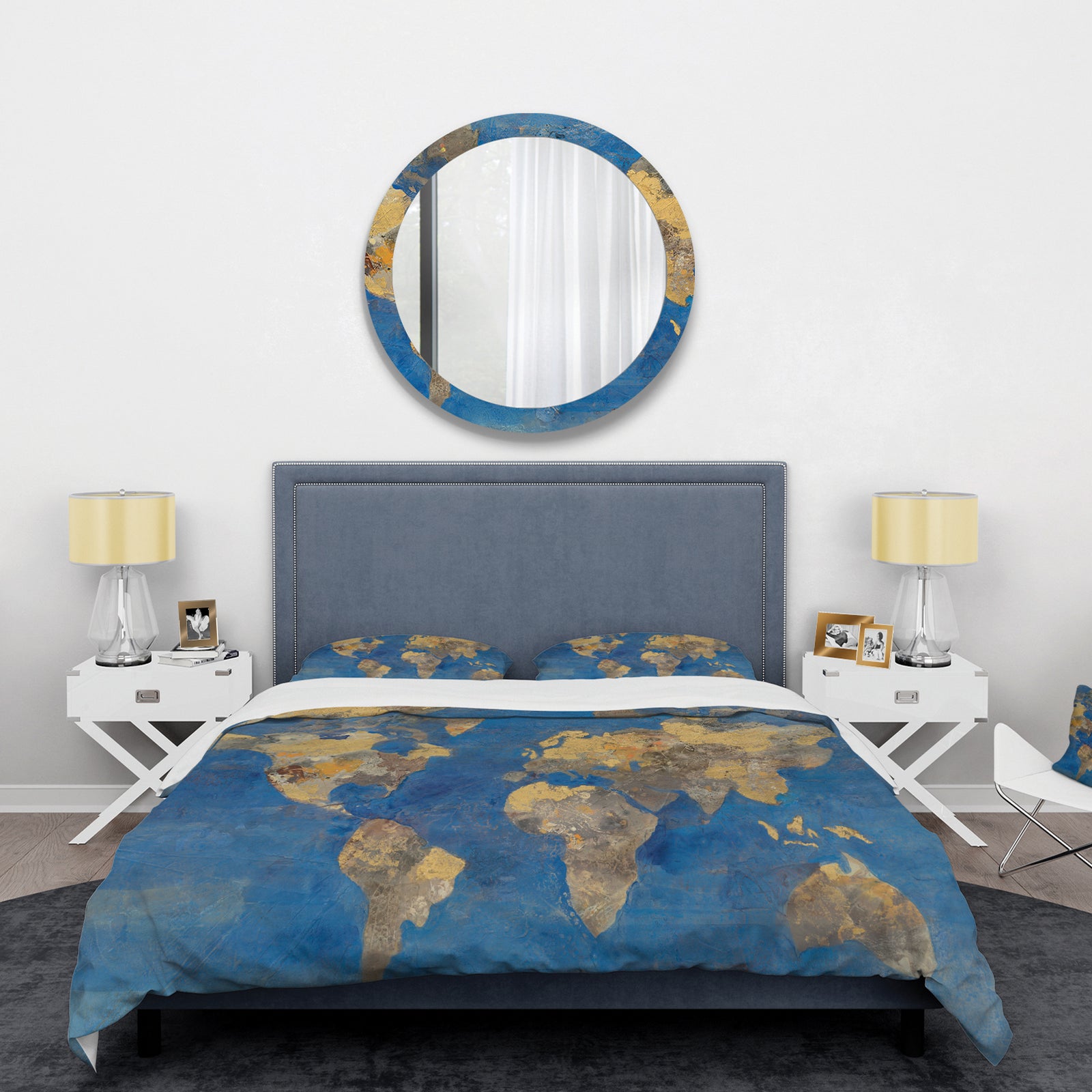 Golden Glam World Map - Glam Duvet Cover Set