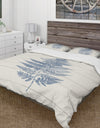 Blue Fern Print on wood I - Cottage Duvet Cover Set