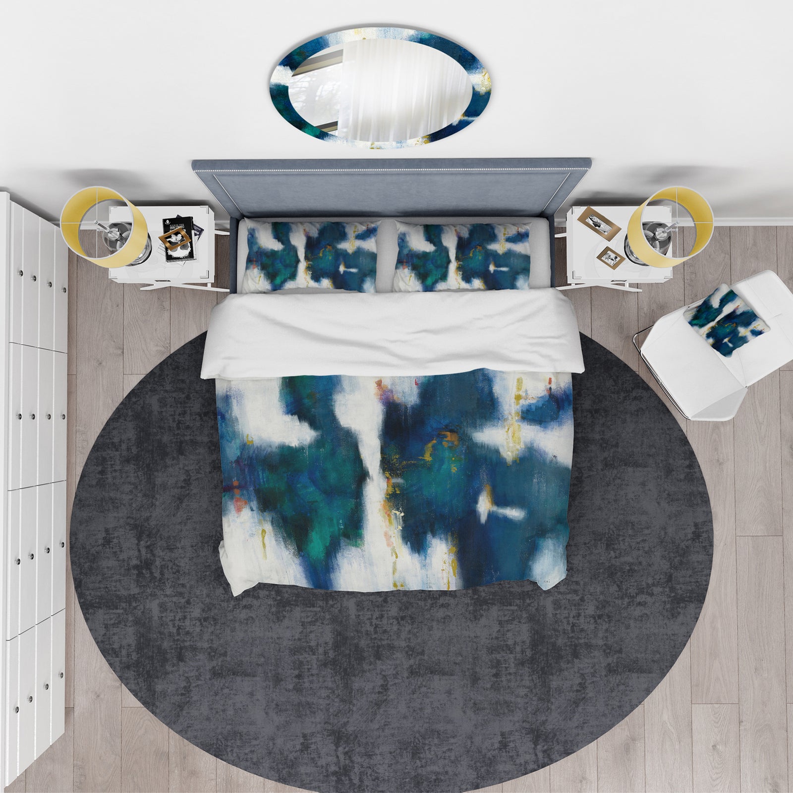 Blue Glam Texture I - Glam Duvet Cover Set