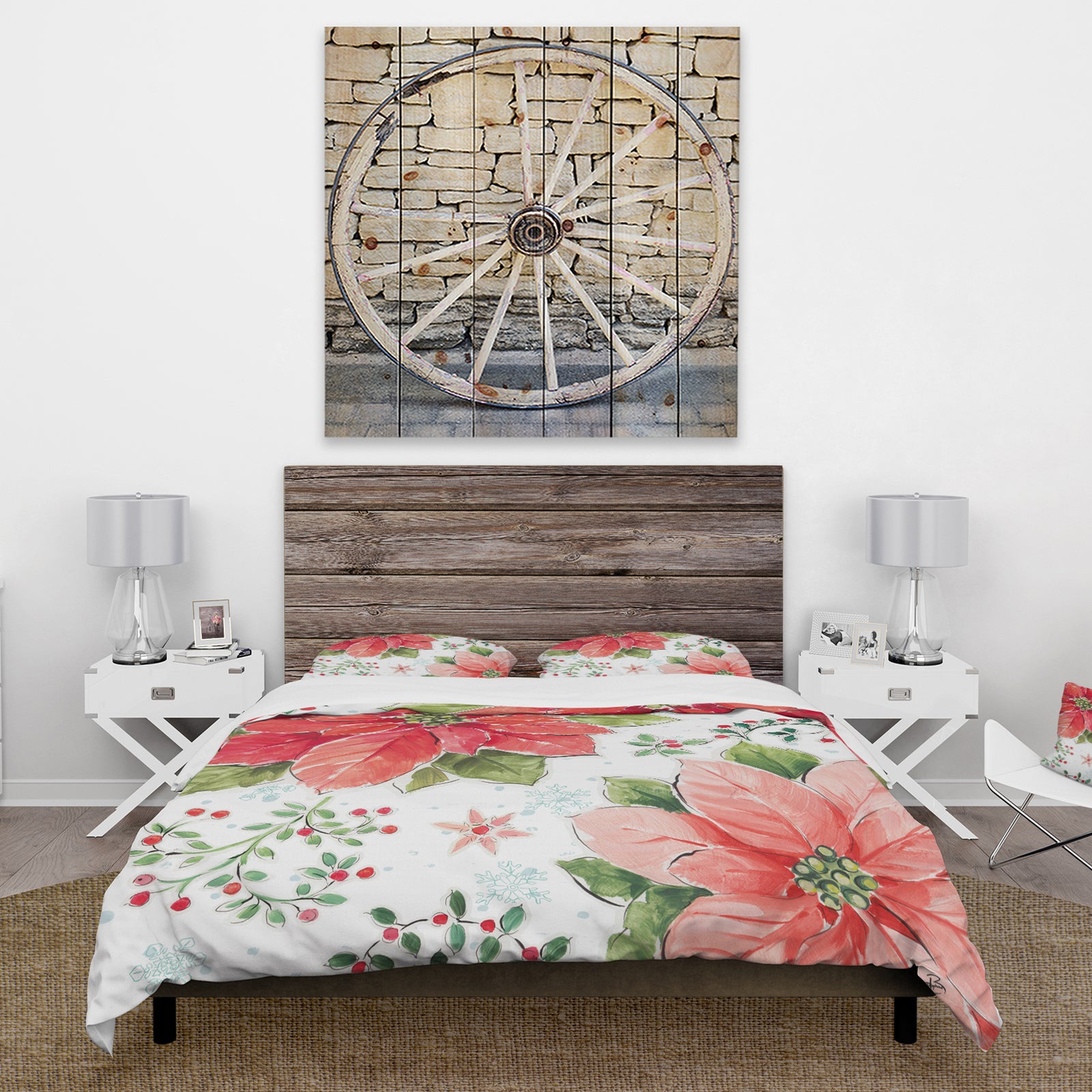 Country Flower snowflakes III - Farmhouse Duvet Cover Set