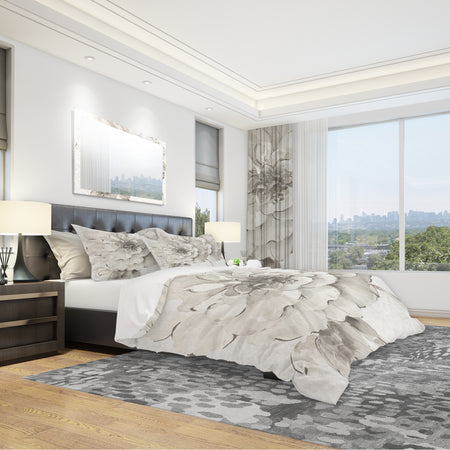 Indigold Grey Peonies I - Cottage Duvet Cover Set