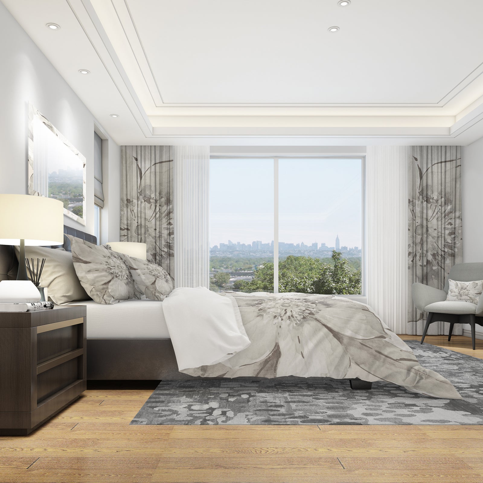 Indigold Grey Peonies III - Cottage Duvet Cover Set