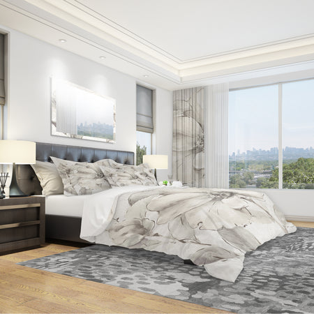 Indigold Grey Peonies IV - Cottage Duvet Cover Set