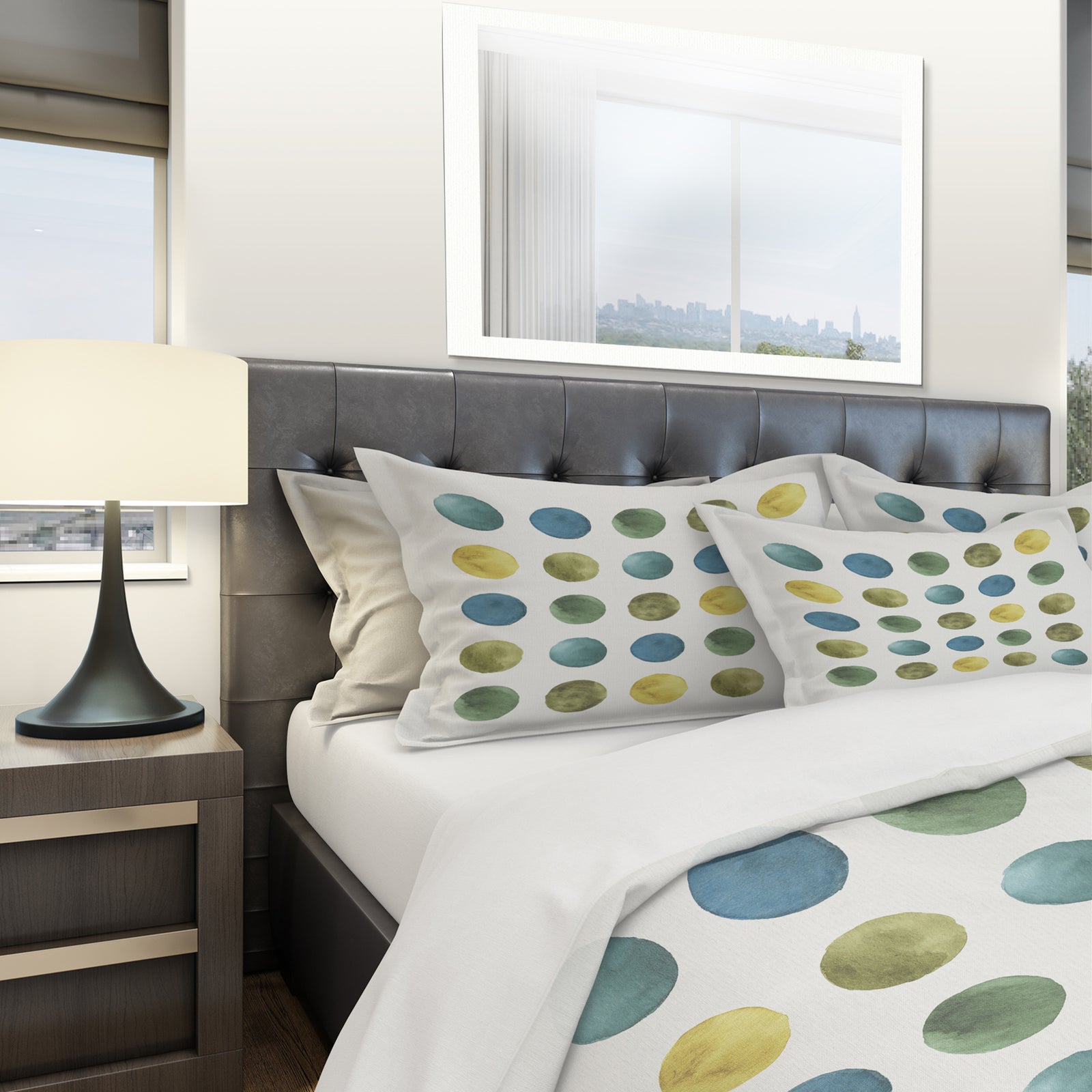 Green Tones Geometric Circles - Geometric Duvet Cover Set
