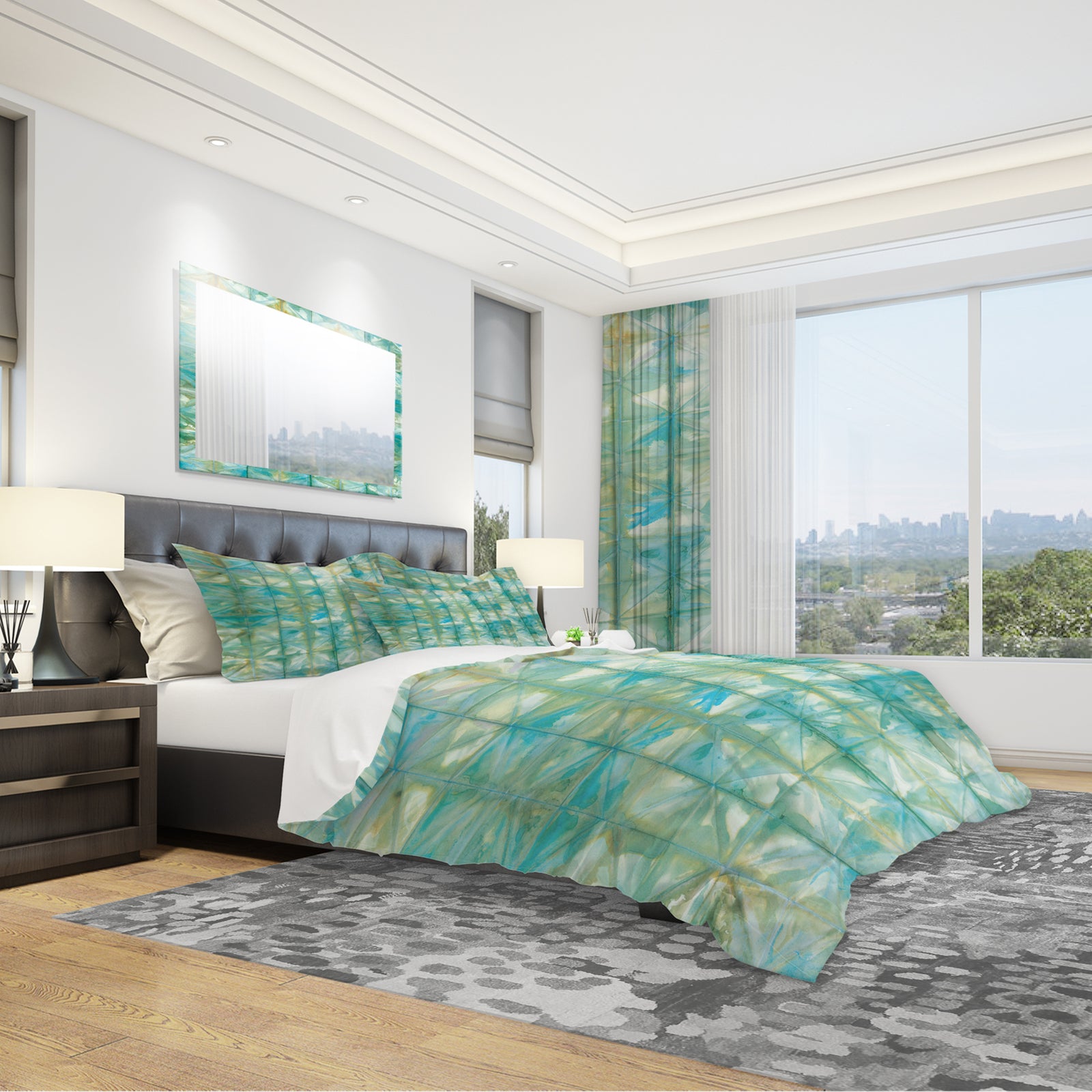 Blue diamonds minimal geometric I - Geometric Duvet Cover Set