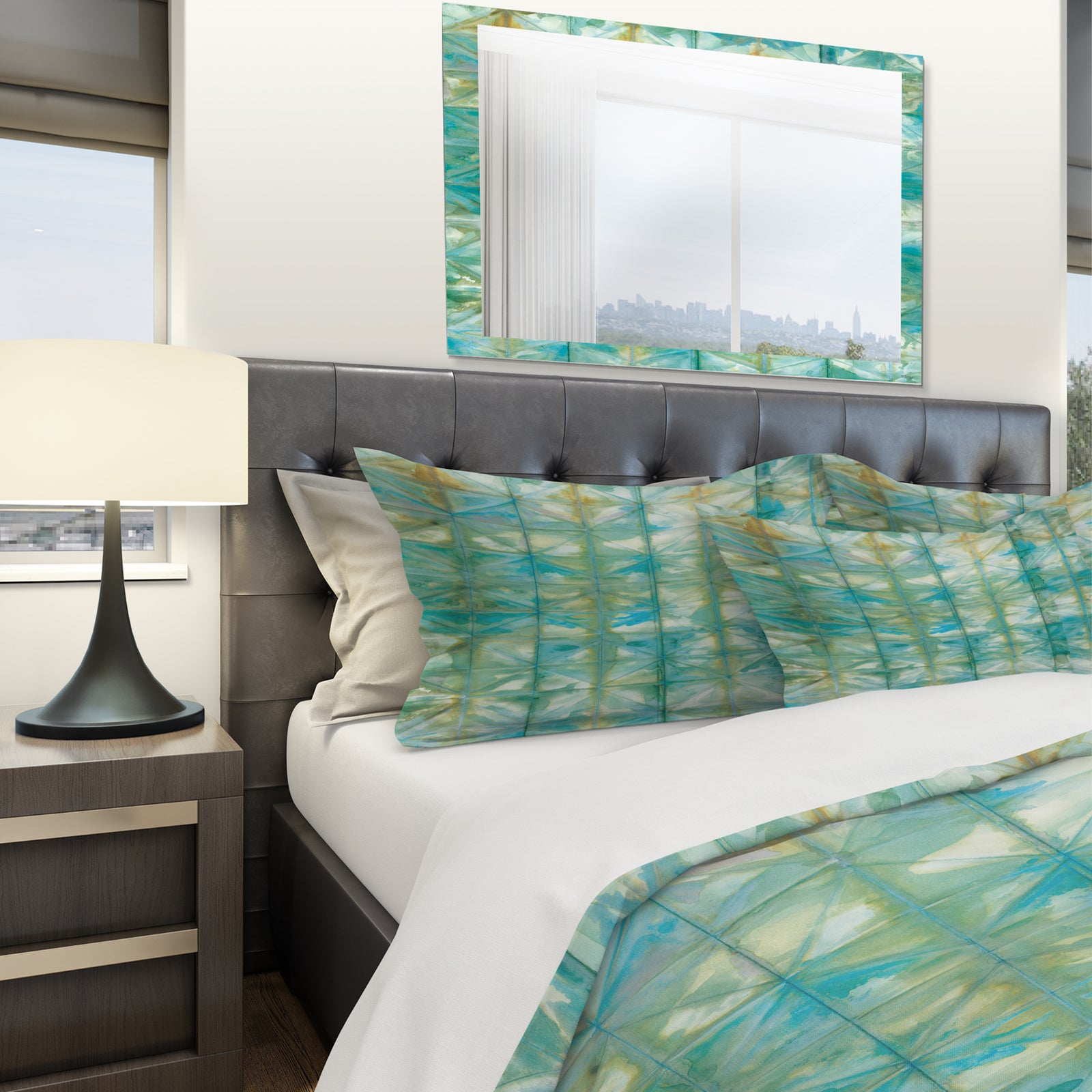 Blue diamonds minimal geometric I - Geometric Duvet Cover Set