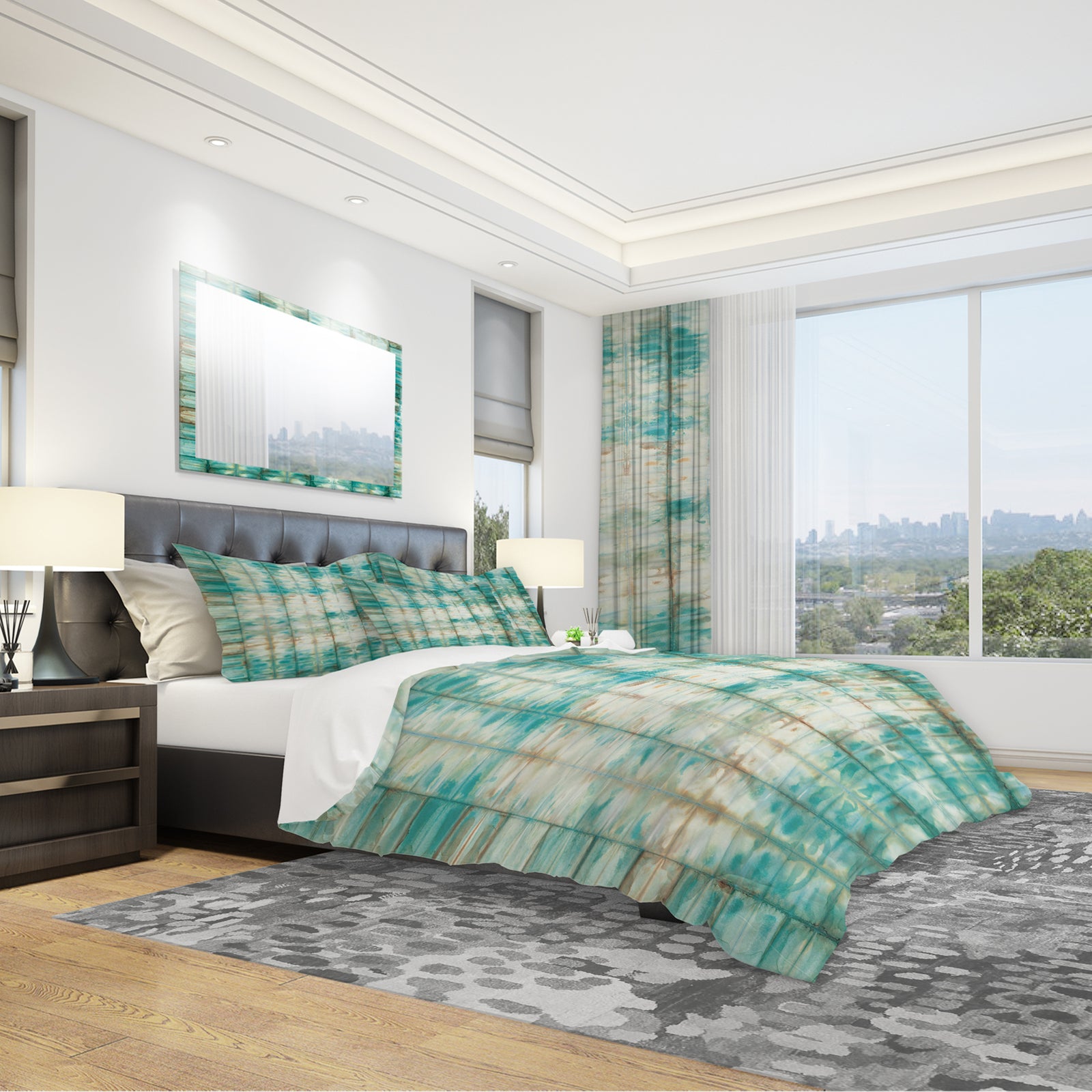 Blue diamonds minimal geometric II - Geometric Duvet Cover Set