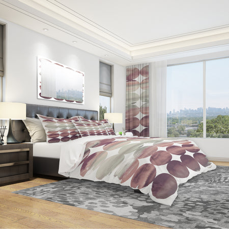 Plum Dots minimal geometric I - Geometric Duvet Cover Set