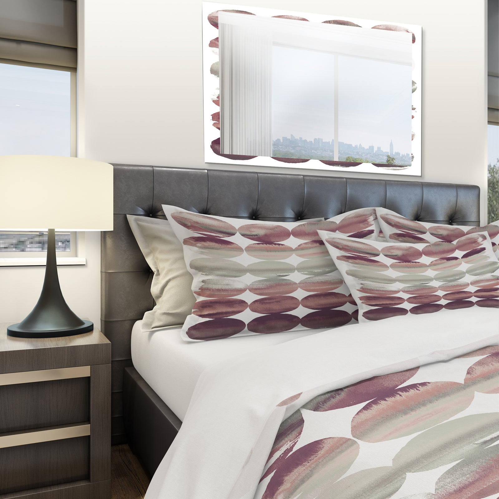 Plum Dots minimal geometric I - Geometric Duvet Cover Set