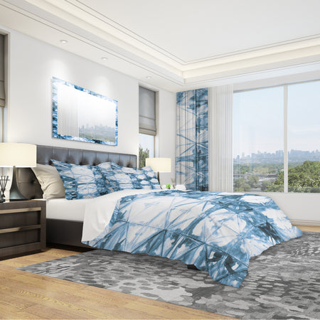 Indigo watercolor geometrical I - Geometric Duvet Cover Set