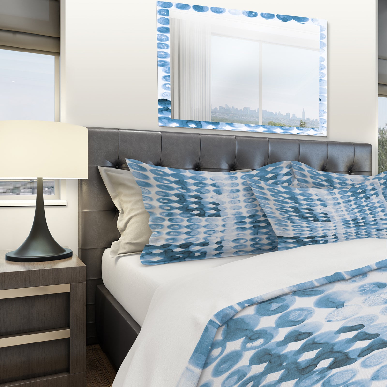 Indigo watercolor geometrical II - Geometric Duvet Cover Set
