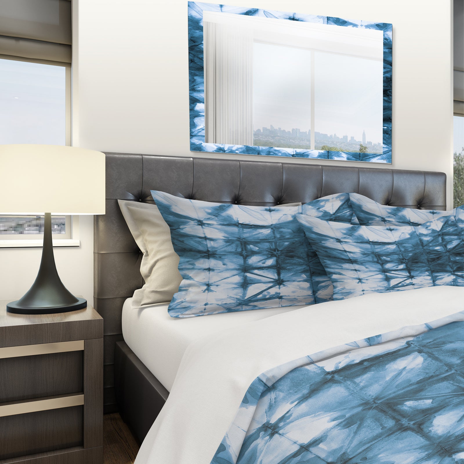 Indigo watercolor geometrical III - Geometric Duvet Cover Set