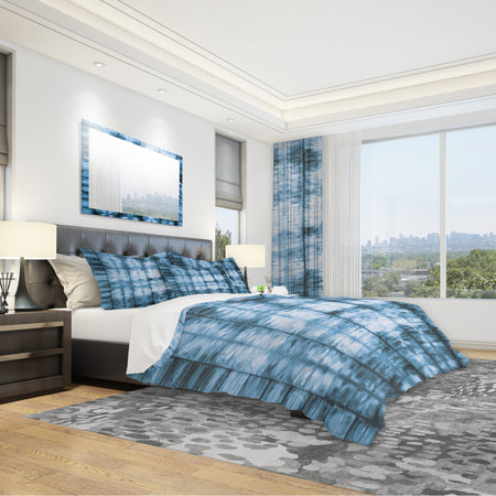 Indigo watercolor geometrical IV - Geometric Duvet Cover Set