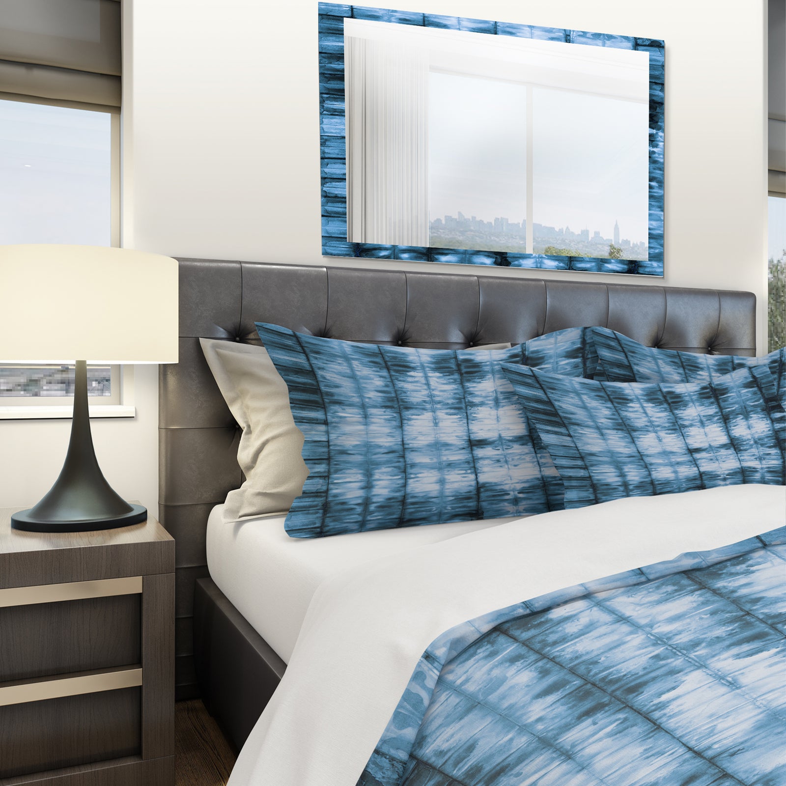 Indigo watercolor geometrical IV - Geometric Duvet Cover Set