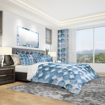 Indigo watercolor geometrical VI - Geometric Duvet Cover Set