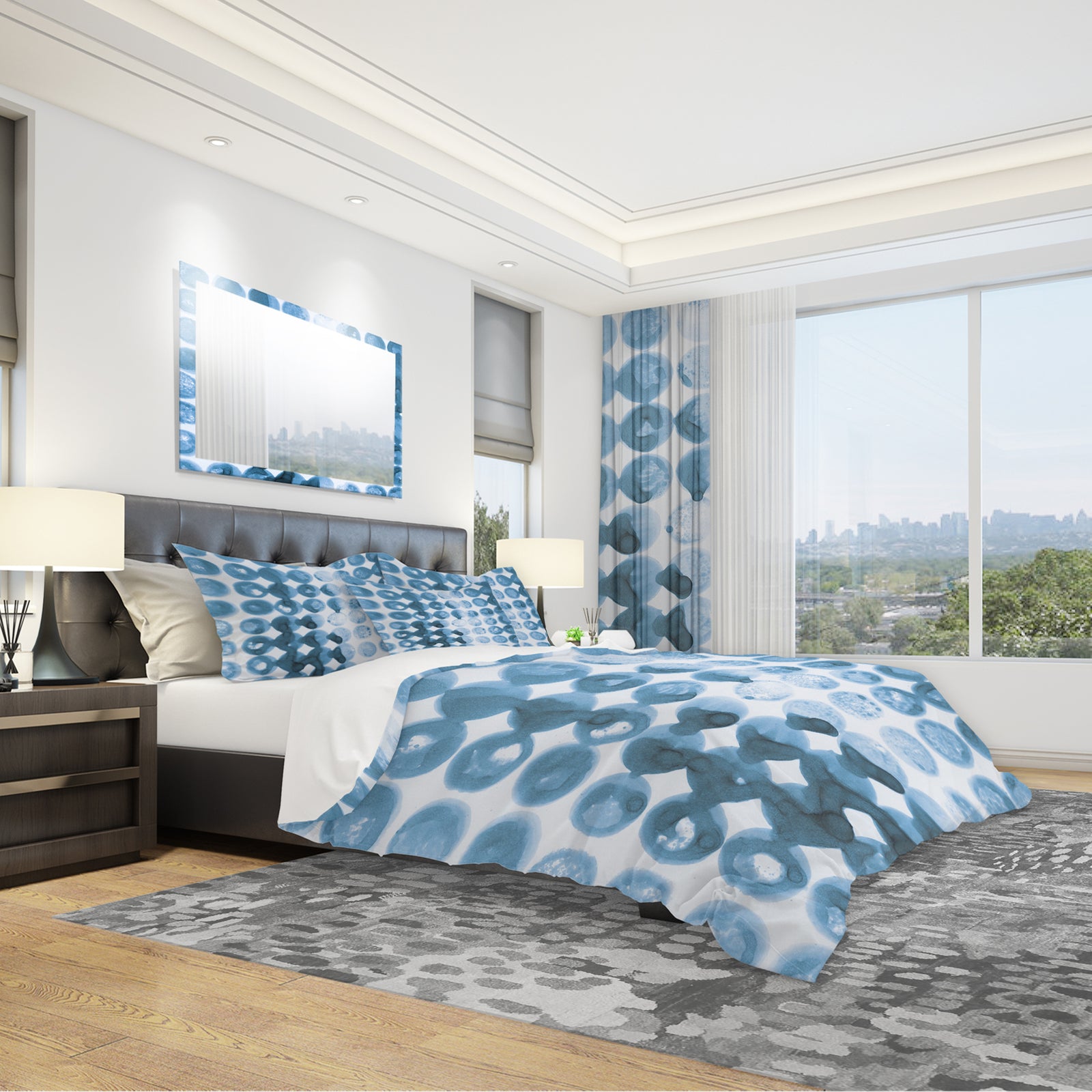 Indigo watercolor geometrical VII - Geometric Duvet Cover Set