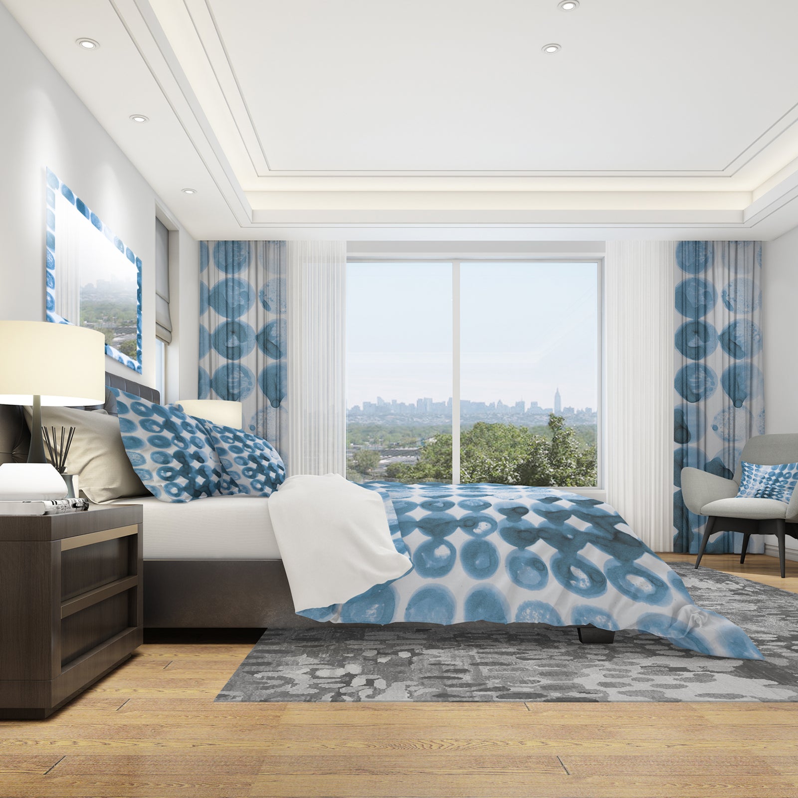 Indigo watercolor geometrical VII - Geometric Duvet Cover Set